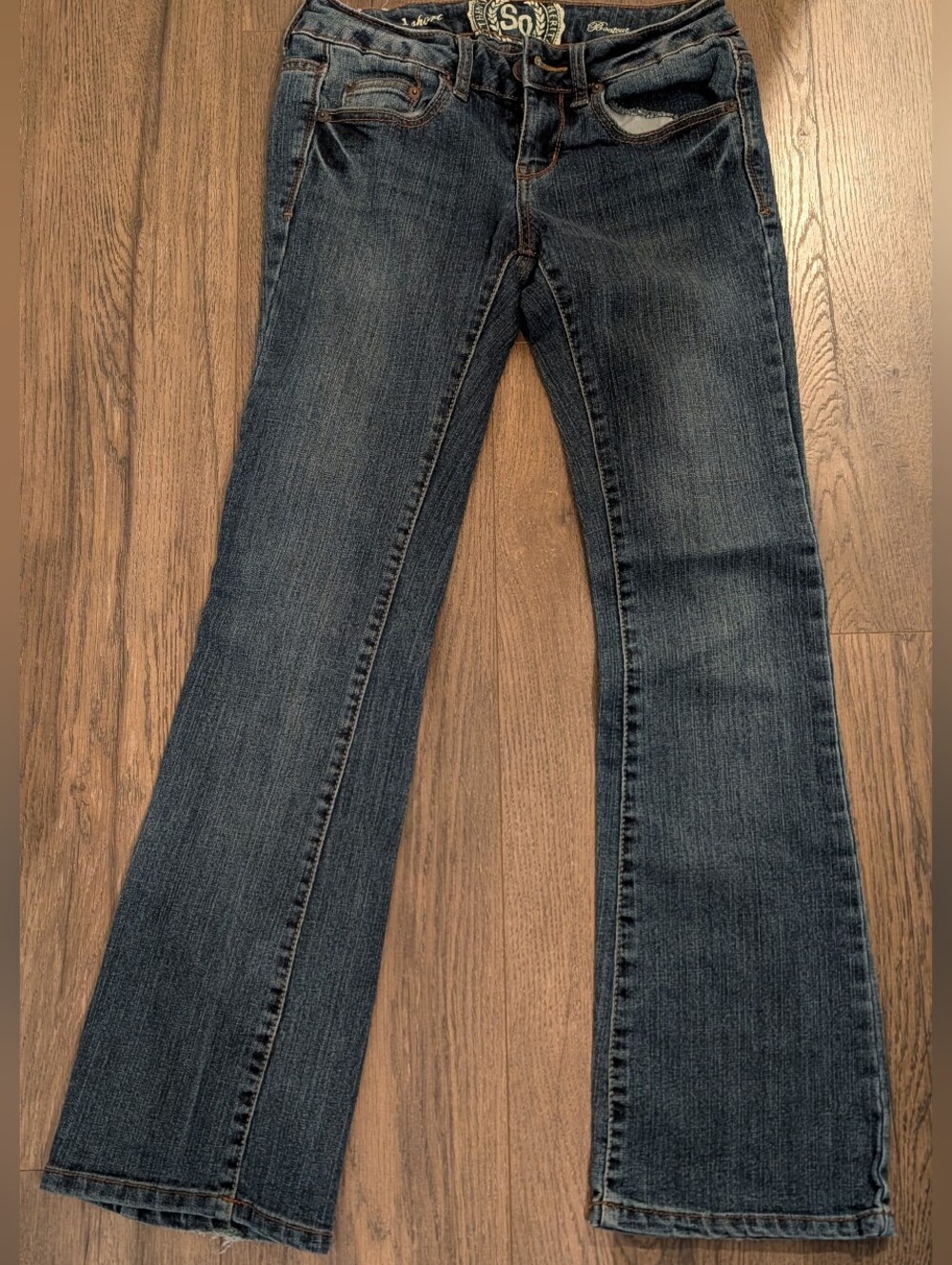 3/$30 💜 SOJuniors Size 1Short Dark Blue Bootcut Flare Jeans